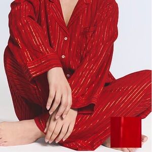 Victoria's Secret Red Pajama Set with Gold Accents